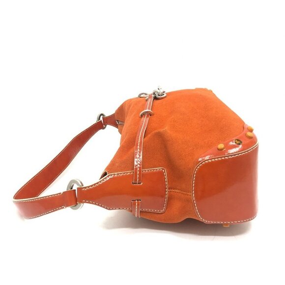 TOD’S Logo charm Bag one shoulder Hand Bag Shoulder Bag Leather / suede Orange - Picture 3 of 11